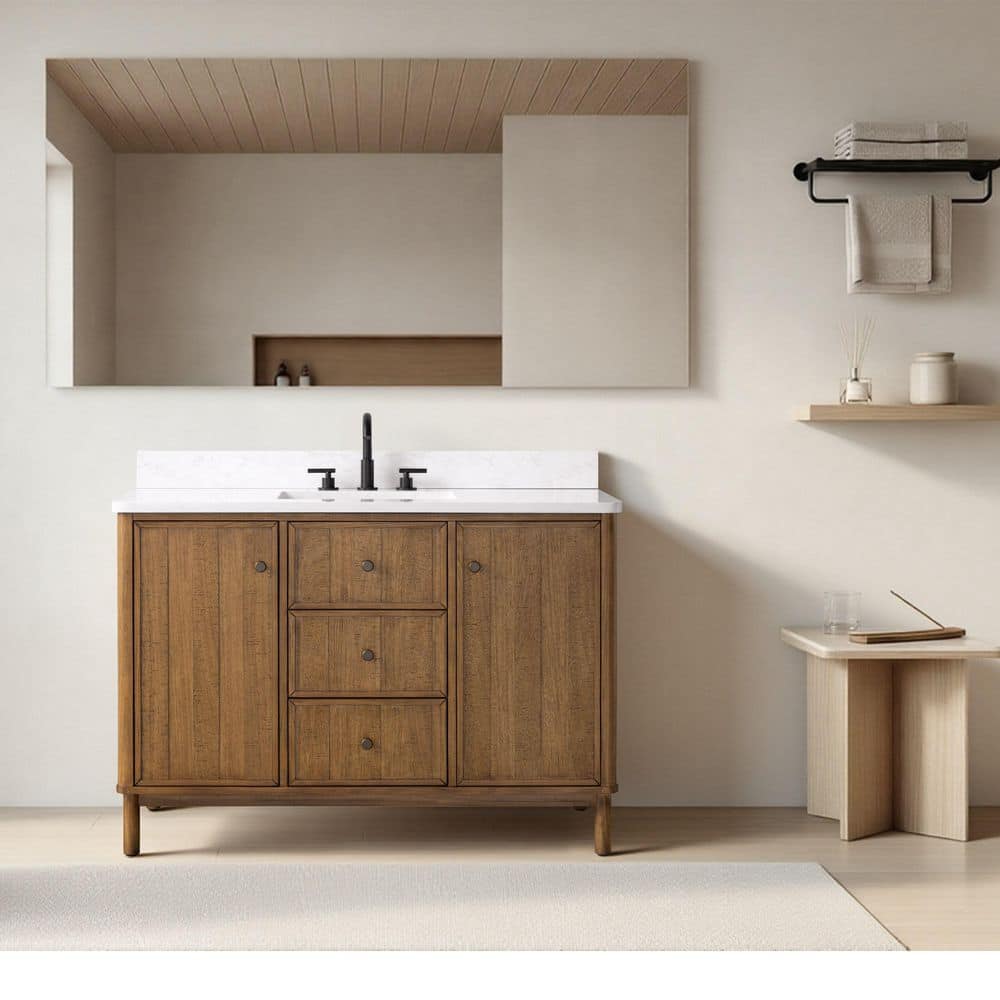 48 in. W x 22 in. D x 38 in. H Single Sink Freestanding Bathroom Vanity with Engineered Stone Top price history on PriceWatchPro