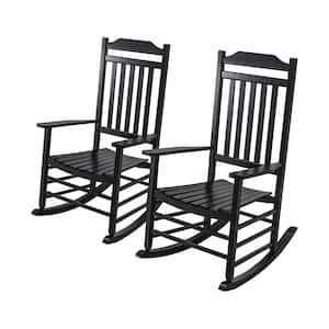 Black Wood Adirondack Rocker Chair (2-Pack)