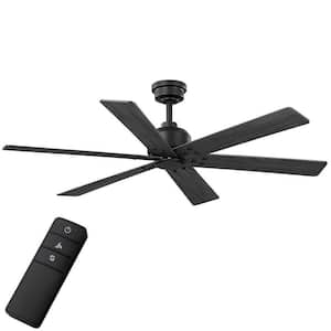 Cortaine 54 in. Indoor/Outdoor Matte Black Ceiling Fan with DC Motor and Remote Control Included