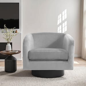 Allwex YOYO Gray Plush Corduroy Swivel Accent Chair (Set of 2
