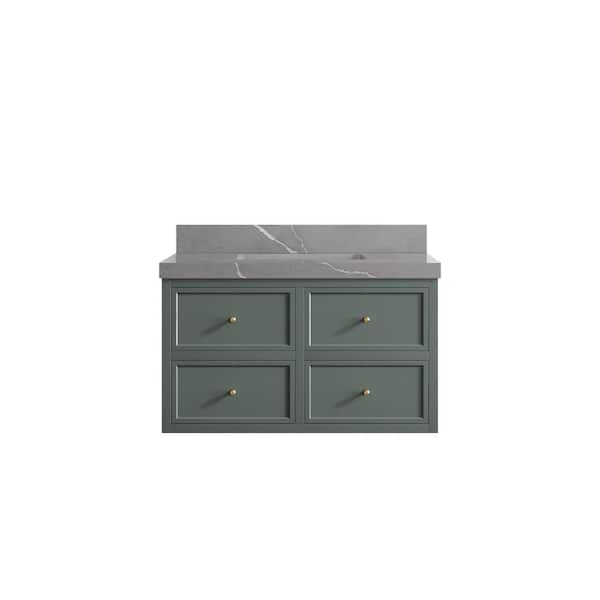 Willow Collections Roswell 36 in. W x 22 in. D x 36 in. H Single Sink Bath Vanity in Pewter Green with 2 in. Piatra Gray qt. Top
