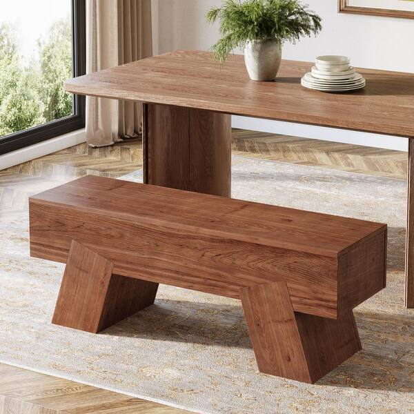 Farmhouse Wooden Dining Bench - Solid Wood Indoor Bench For Kitchen, Entryway & Bedroom