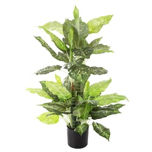 40 in. Artificial Dieffenbachia - Potted Silk Floor Plant with Natural Looking Greenery Decoration