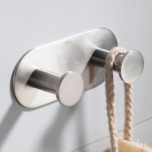 Elie Bathroom Robe and Towel Double Hook in Brushed Nickel