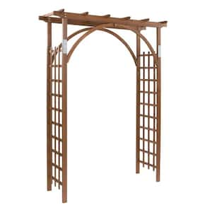 85 in. Wooden Practical Trellis, Beautiful Dark Brown Trellis w/ Iron Frame and Powder Coated Finish for Climbing Plants