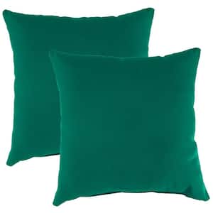 Sunbrella 16 in. x 16 in. Canvas Teal Solid Square Knife Edge Outdoor Throw Pillows (2-Pack)