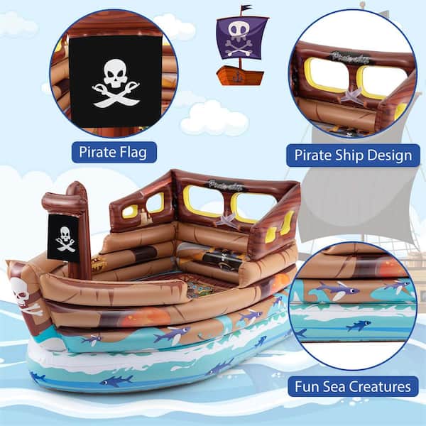 Inflatable Pirate Ship Playhouse with Built in Motor Inflatable Toy Sword