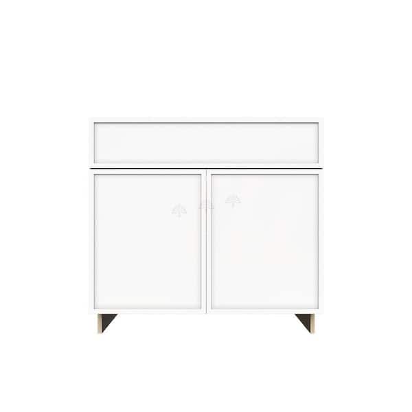 LIFEART CABINETRY Slim Shaker Assembled 36 in. W x 34.5 in. H x 24 in. D Base Kitchen Cabinet in White