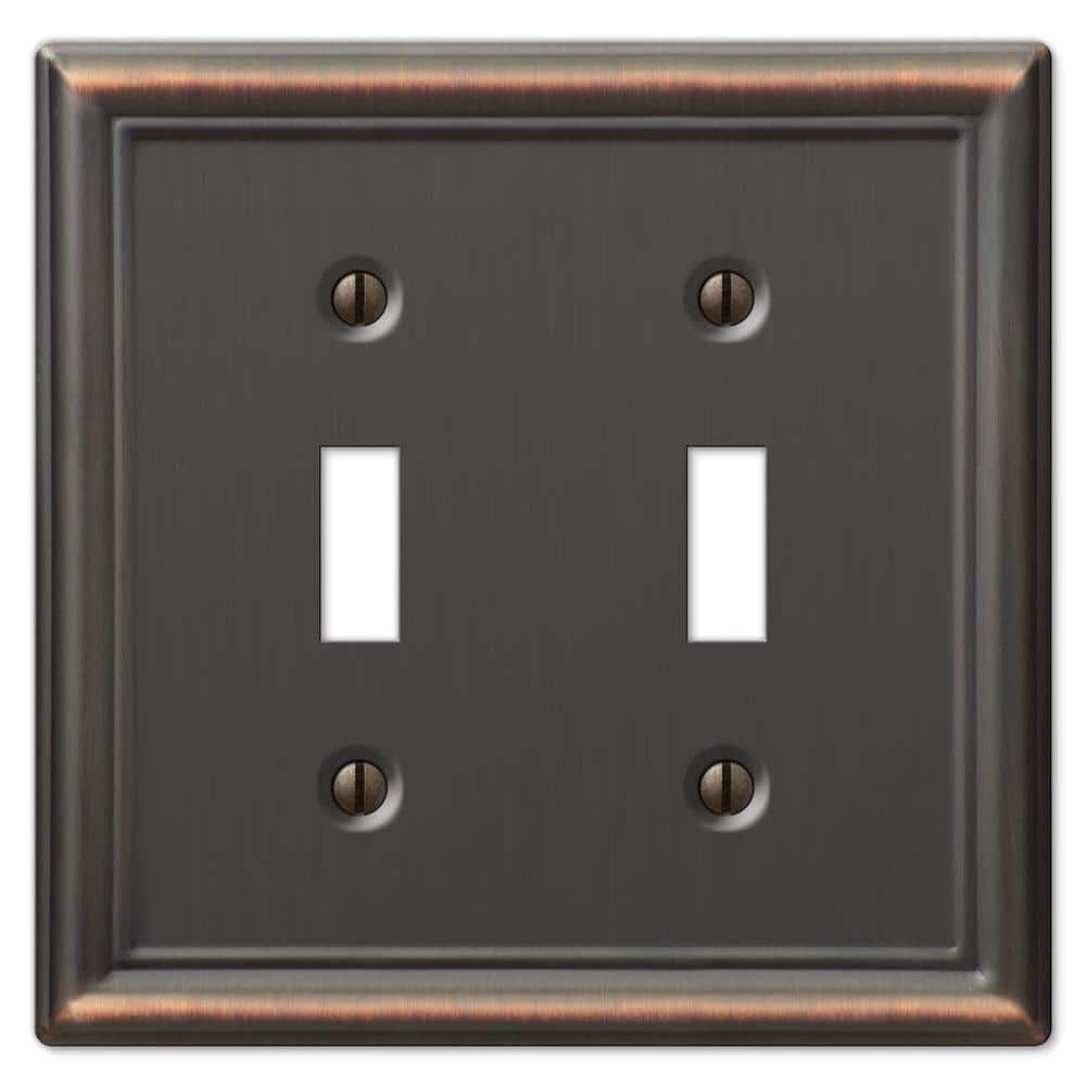 Amerelle Chelsea Bronze 2-Gang Stamped Steel Toggle Wall Plate