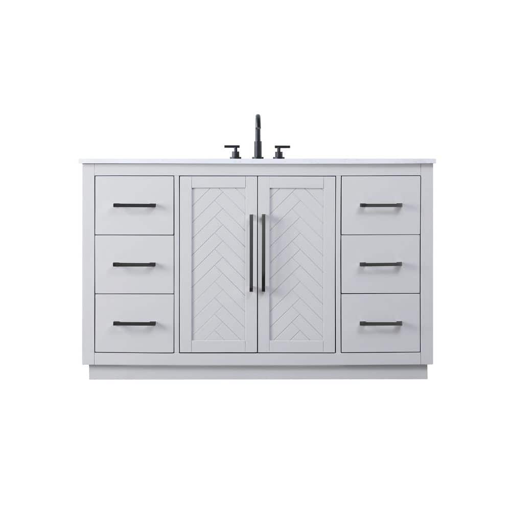 54 in. Single Sink Grey Bath Vanity with White Engineered Marble Top price history on PriceWatchPro