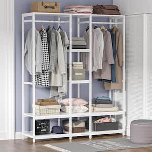 Cynthia White Freestanding Closet Organizer Garment Rack with Shelves and Hanging Rods