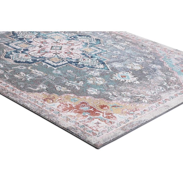 Vintage Collection Tabriz Gray 7 ft. x 9 ft. Medallion Area Rug