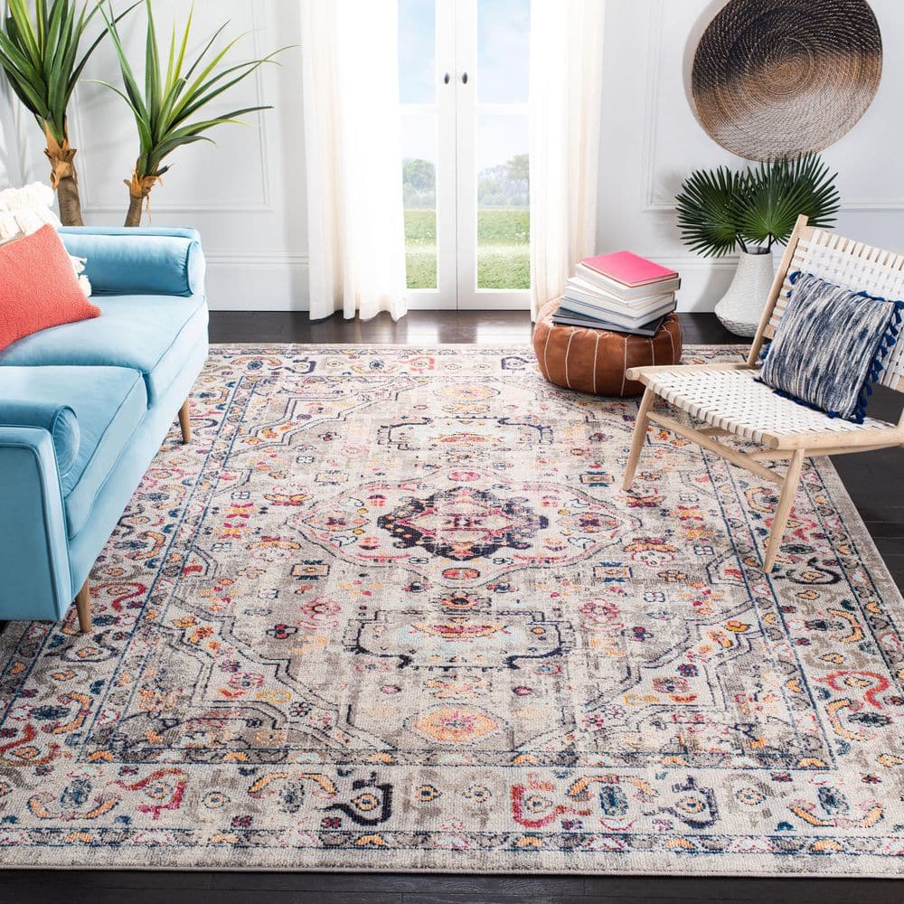 Madison Gray and Blue 12' x 15' Synthetic Area Rug