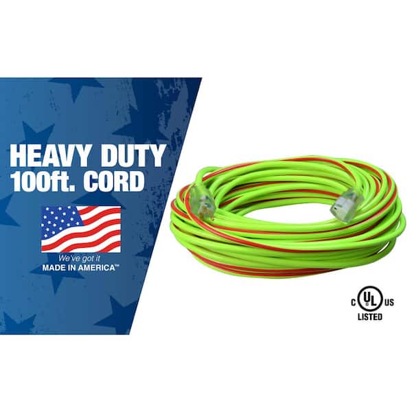 Southwire 100 ft. 10/3 SJTW Outdoor Heavy-Duty Extension Cord with Power  Light Plug 26490064 - The Home Depot