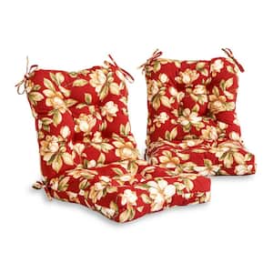 19 in. x 19 in. 1-Piece Mid-Back Outdoor Dining Chair Cushion 2-Pack in Roma Floral