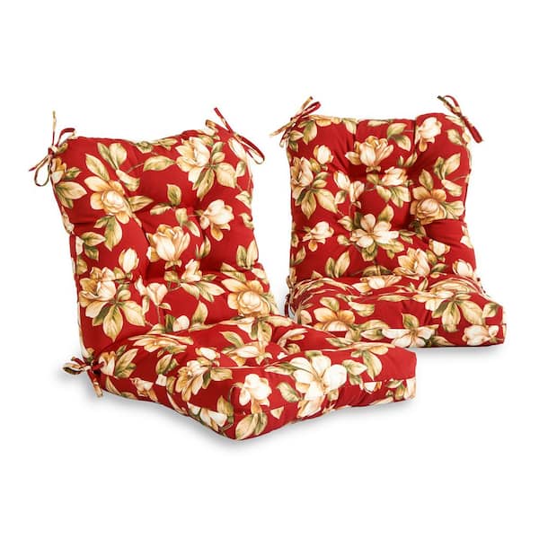 Greendale Home Fashions 19 in. x 19 in. 1-Piece Mid-Back Outdoor Dining Chair Cushion 2-Pack in Roma Floral