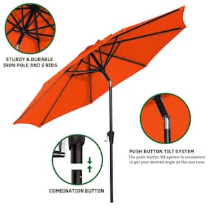 10 ft. Market Patio Umbrella with Push Button Tilt and Crank in Orange