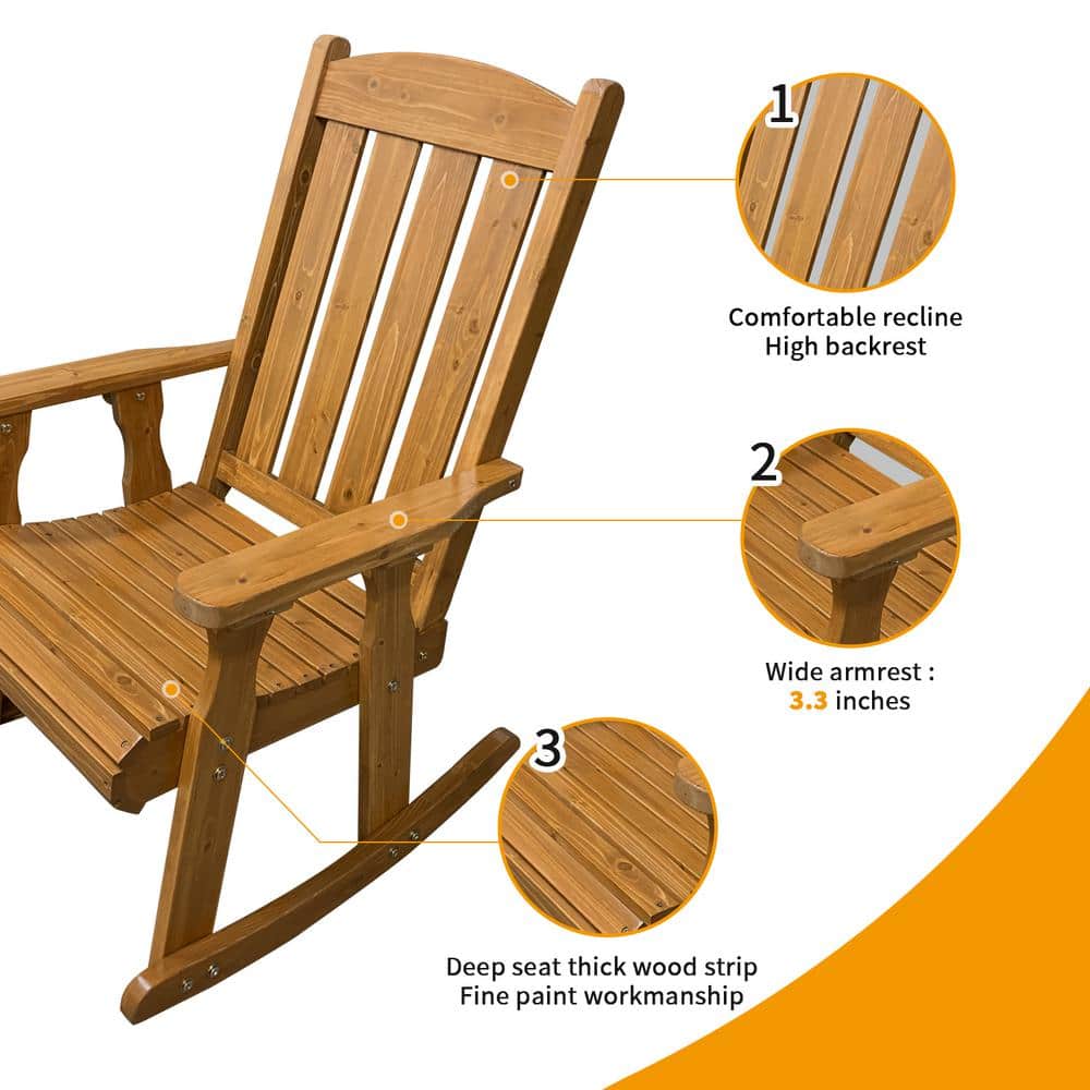 Brown Solid Wood Indoor/Outdoor Rocking Chair