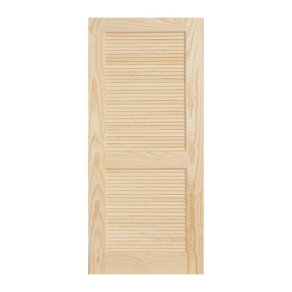 JELDWEN 30 in. x 80 in. Pine Unfinished 2Panel Full Louver Wood