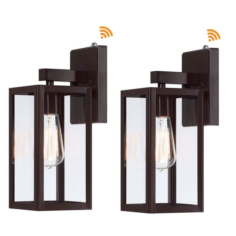 Martin 14 in. 1-Light Bronze Outdoor Wall Lantern Sconces with No Bulbs Included Dusk to Dawn(2-Pack) price history on PriceWatchPro
