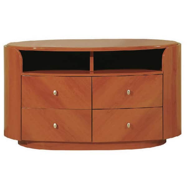 HomeRoots Amelia 47 in. High Gloss TV Console with 4-Drawers Fits TV's up to 43 in. with Shelves