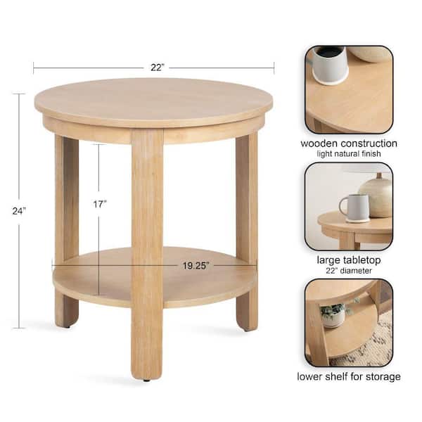Kate and Laurel Foxford 22 in. Natural Round Wood End Table 229920