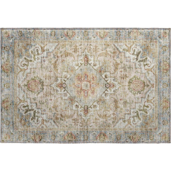 Mayfield Premium Machine Washable Abstract AMF2163 Beige 2 ft. x 3 ft. Accent Rug