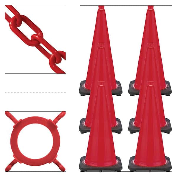 28 in. Red Traffic Cone and Chain Kit
