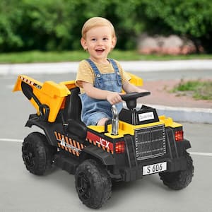 12-Volt Battery Kids Ride On Dump Truck RC Construction Tractor with Electric Bucket