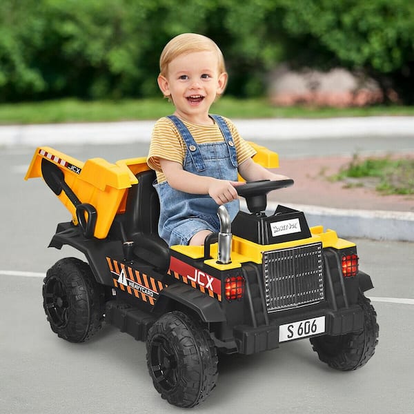 12-Volt Battery Kids Ride On Dump Truck RC Construction Tractor with Electric Bucket