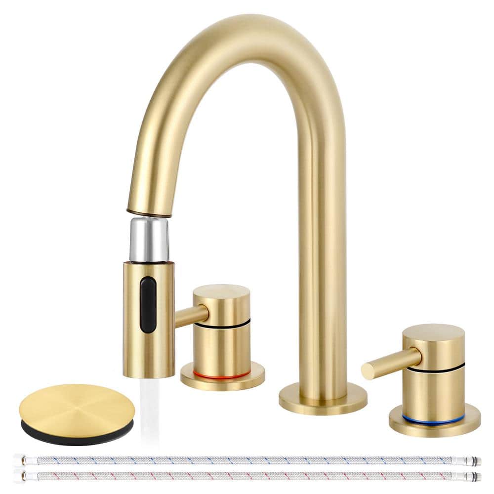 8 in. Widespread Bathroom Faucet 3 Hole with Pull Out Sprayer, Bathroom Sin