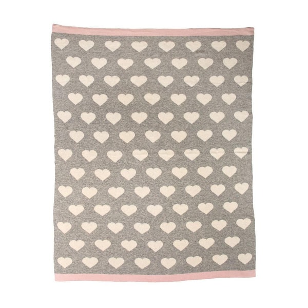 HomeRoots Jordan Light Grey Geometric Cotton Baby Blanket