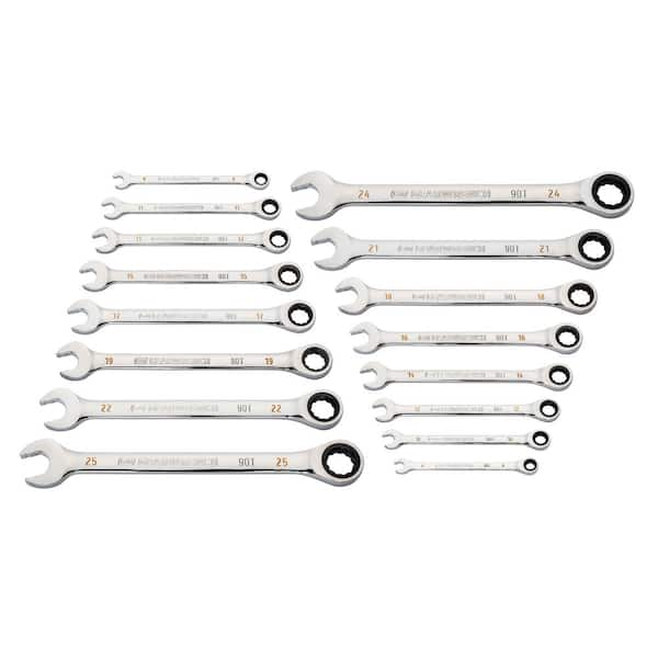 GEARWRENCH Metric 90-Tooth Combination Ratcheting Wrench Tool Set (16 ...