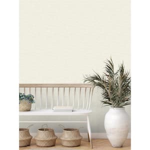 Miya Cream White Faux Grasscloth Wallpaper Sample