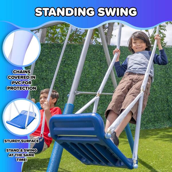 SPORTSPOWER Super Surfer Metal Swing Playset with Slide