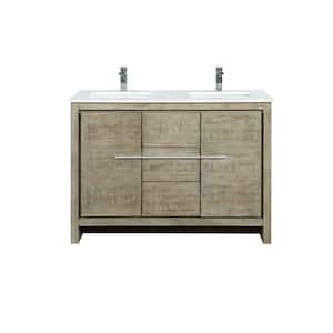 Lafarre 48 in W x 20 in D Rustic Acacia Double Bath Vanity, Cultured Marble Top and Chrome Faucet Set