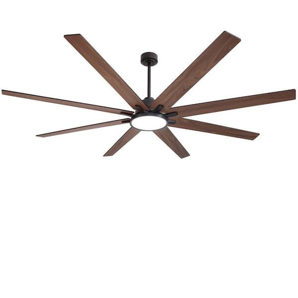 7 ft. Indoor Black Downrod Mount Ceiling Fan with Integrated LED with Remote Control Included