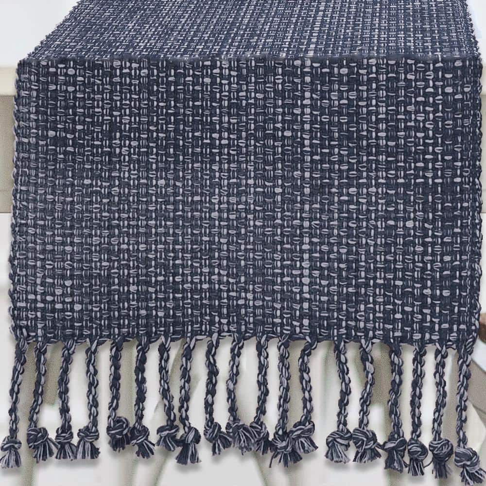 Tone on Tone 100% Cotton Runner 13 in. x 72 in. in Navy Blue