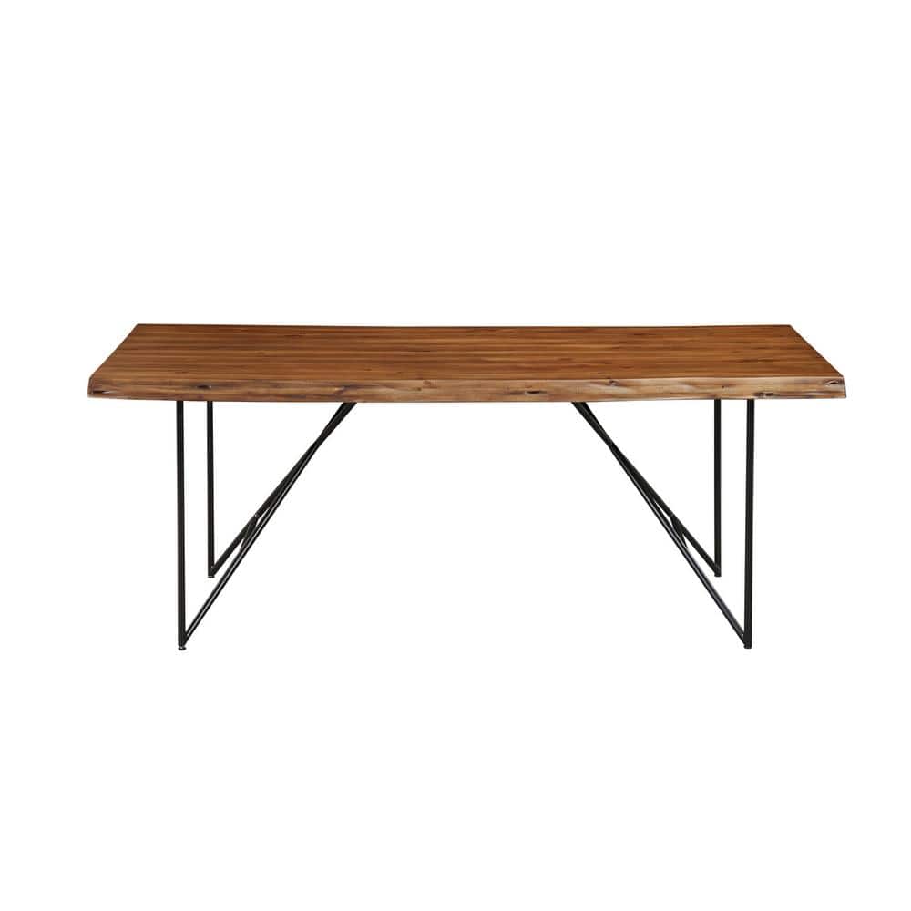 Alpine Furniture Live Edge Light Walnut Wood 77.25 in. W 4 Legs Dining