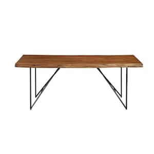 Live Edge Light Walnut Wood 77.25 in. W 4 Legs Dining Table Seats 6