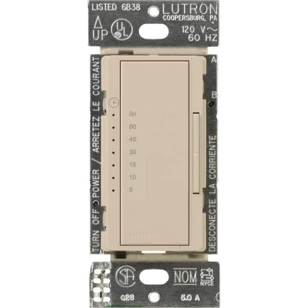 Lutron Maestro Countdown Timer Switch for Fans and Lights, 3A Fan/150W LED, Single-Pole/Multi-Location, Taupe (MA-T51MN-TP)