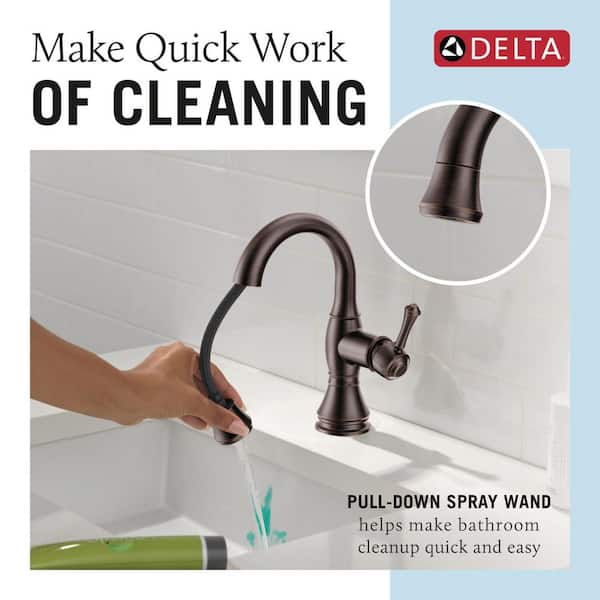 DELTA FAUCET Cassidy Waschtisch-Armatur – Venezianische Bronze, Ausziehbarer Sprühkopf, Magnatite-Docking