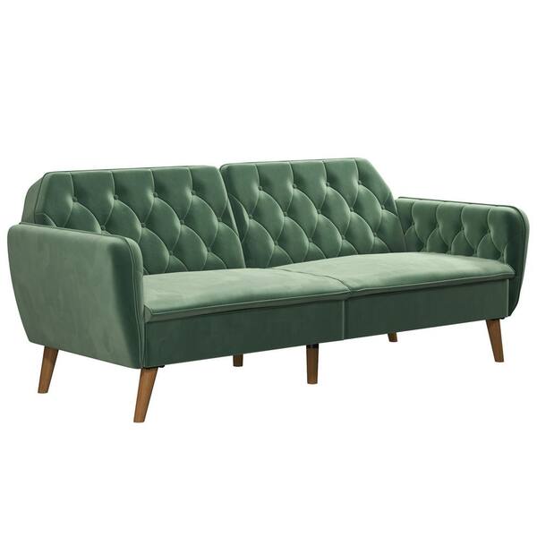 Novogratz Tallulah Memory Foam Light Green Velvet Futon
