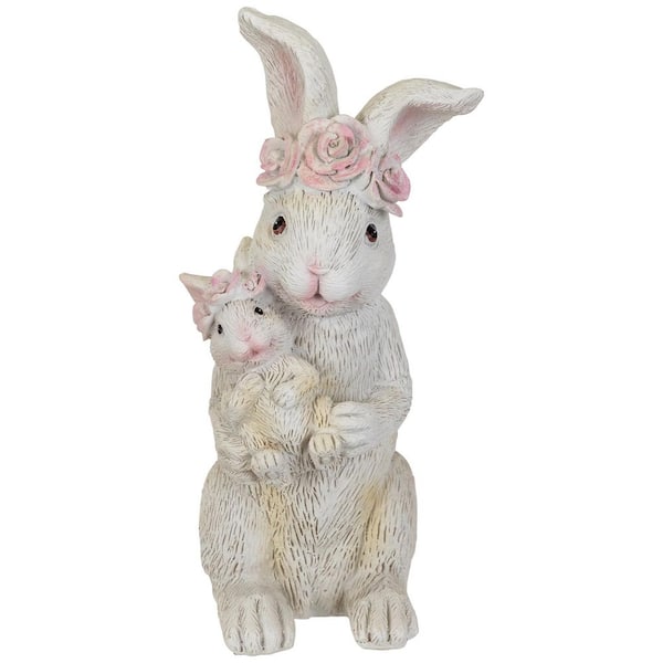 Mother and Baby Bunny Outdoor Garden Easter Statue-9.25 in.