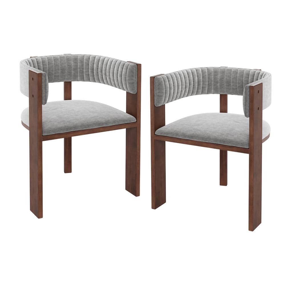 Gray Fabric Dining Chairs with Curved Back (Set of 2) price history on PriceWatchPro
