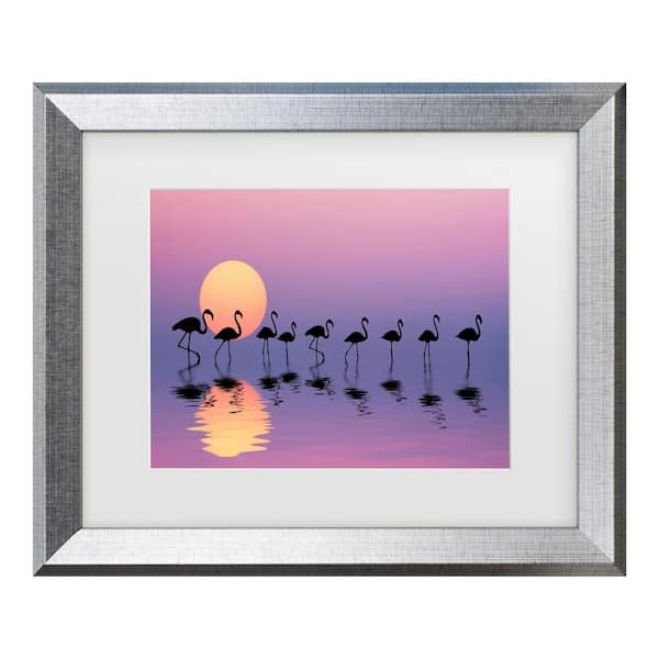Trademark Fine Art Bess Hamiti Family Flamingos Matted Framed Photography Wall Art 14.5 in. x 17.5 in.