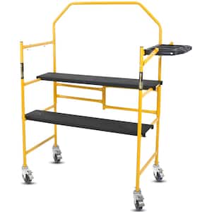 Metal Tech Scaffolding Equipment Tools Scaffolding Portable Folding Scaffold Patching Drywall or Cleaning Windows for Home Improvement Work Platform Adjustable Height
