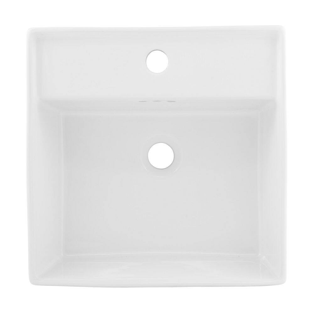 Pur 16.5" Glossy White Ceramic Wall-Mount Vessel Sink