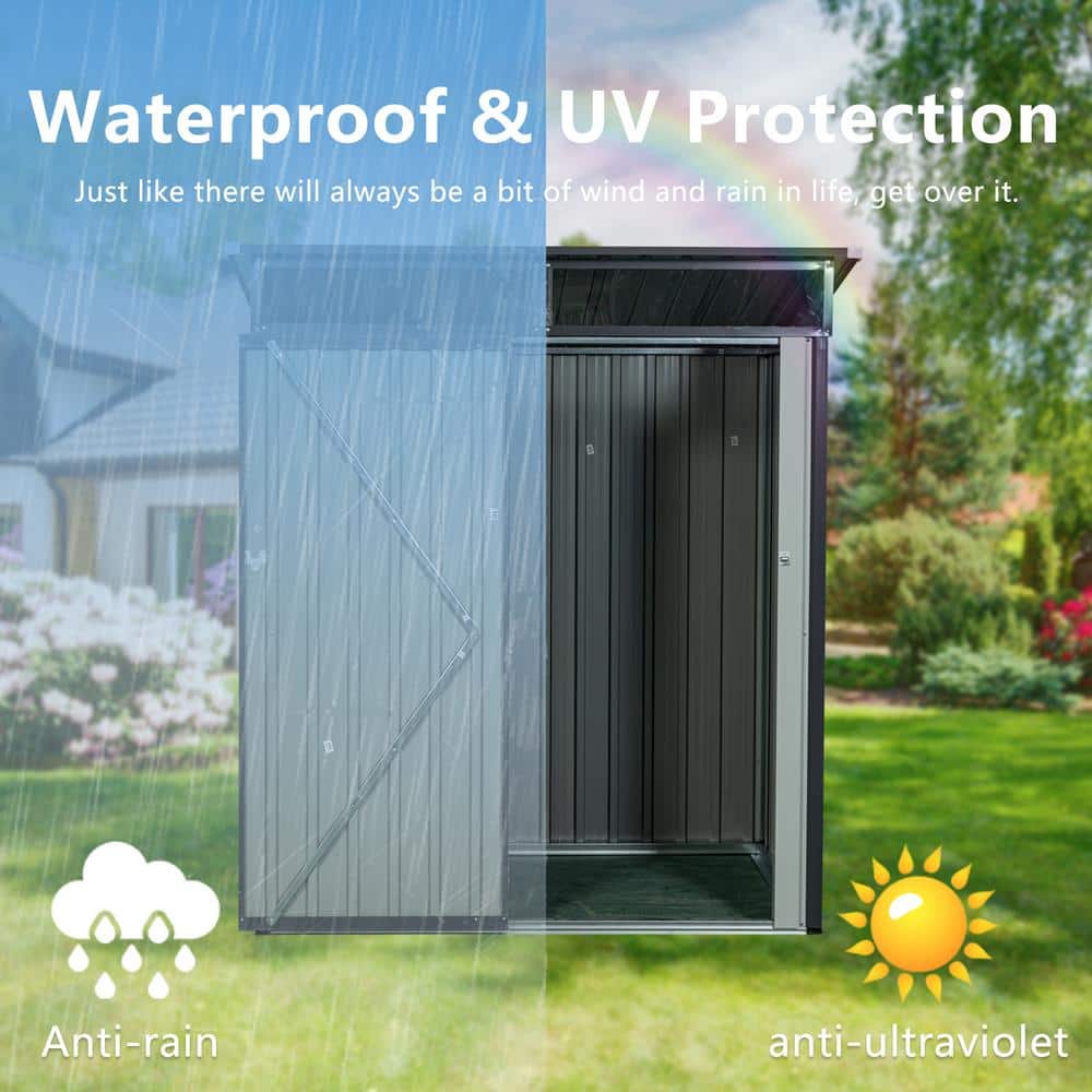 5 ft. x 3 ft. Gray Metal Outdoor Storage Shed with Window
