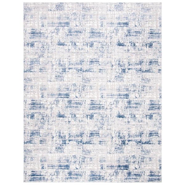 Amelia Blue/Gray 11 ft. x 15 ft. Distressed Geometric Area Rug